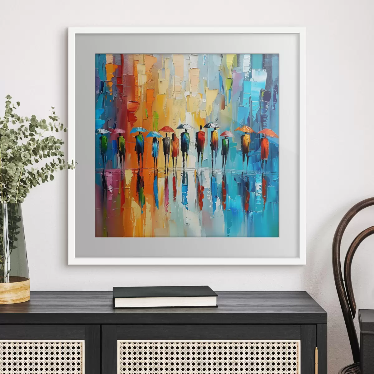 Poster Lluvia urbana de colores f40188