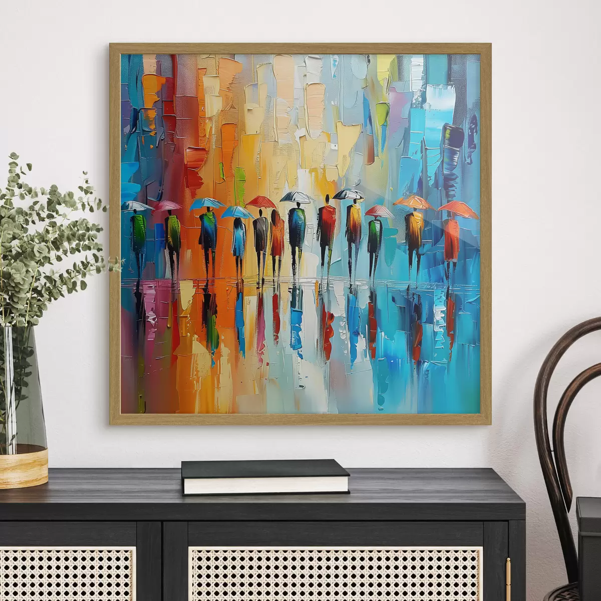 Poster Lluvia urbana de colores f40188