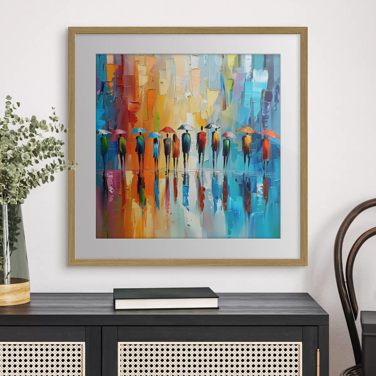 Poster Lluvia urbana de colores f40188