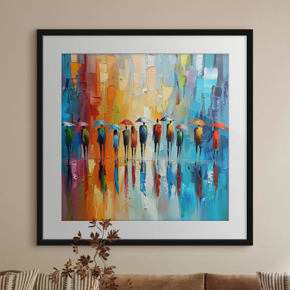 Poster Lluvia urbana de colores f40188