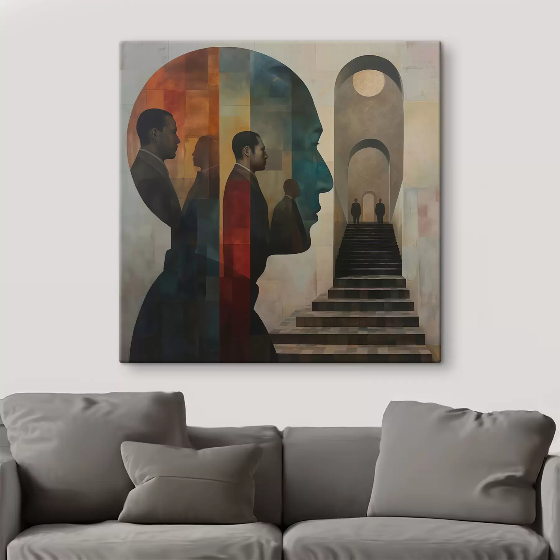 murales de pared Perfiles de hombres en el arte moderno s40239