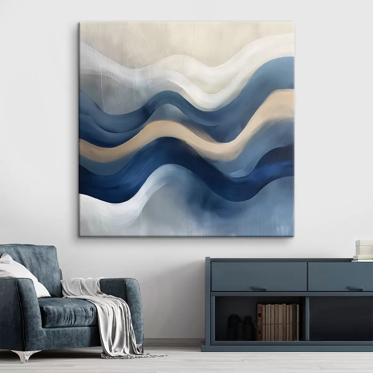 murales de pared líneas azules y beige s40242