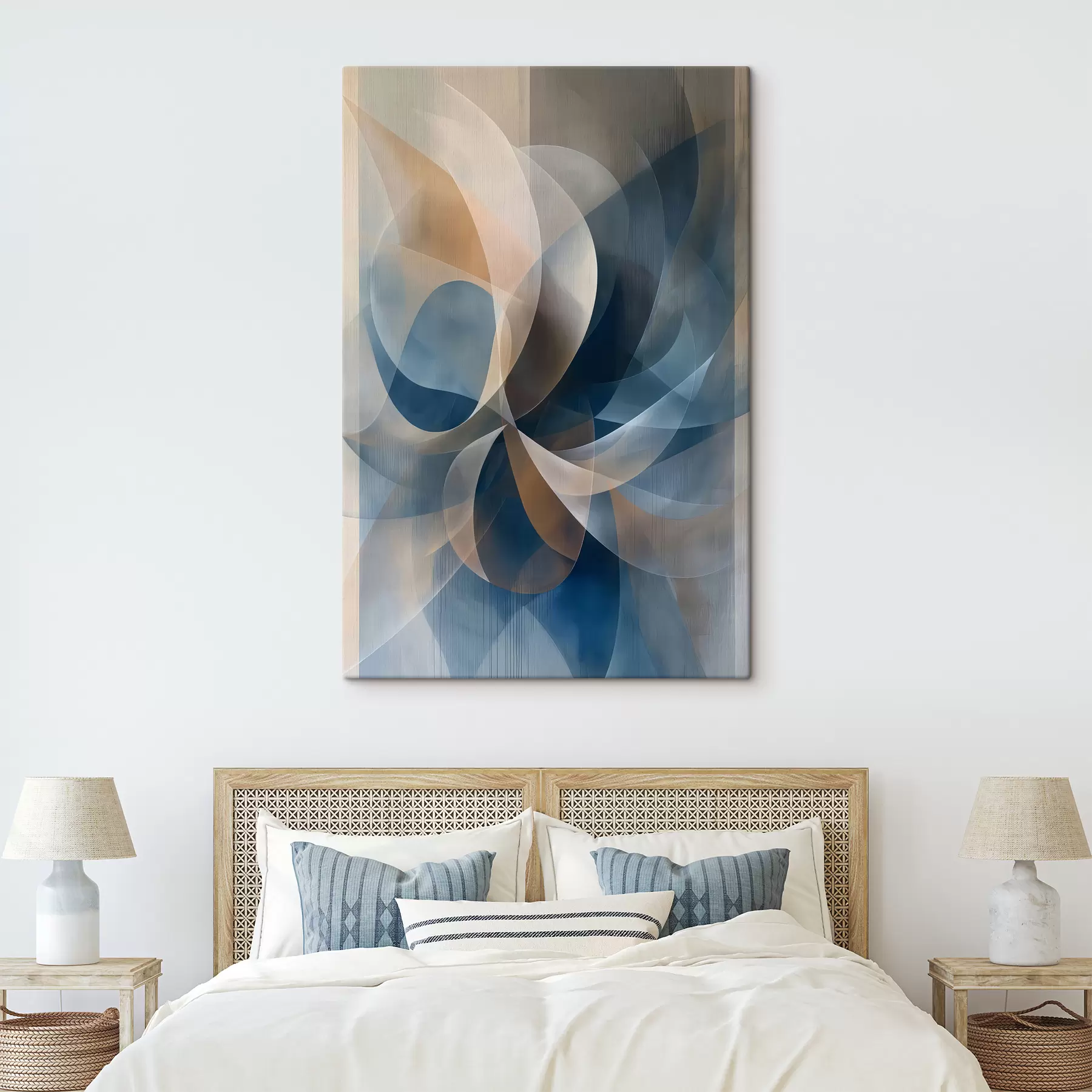 murales de pared Flor abstracta azul beige s40245