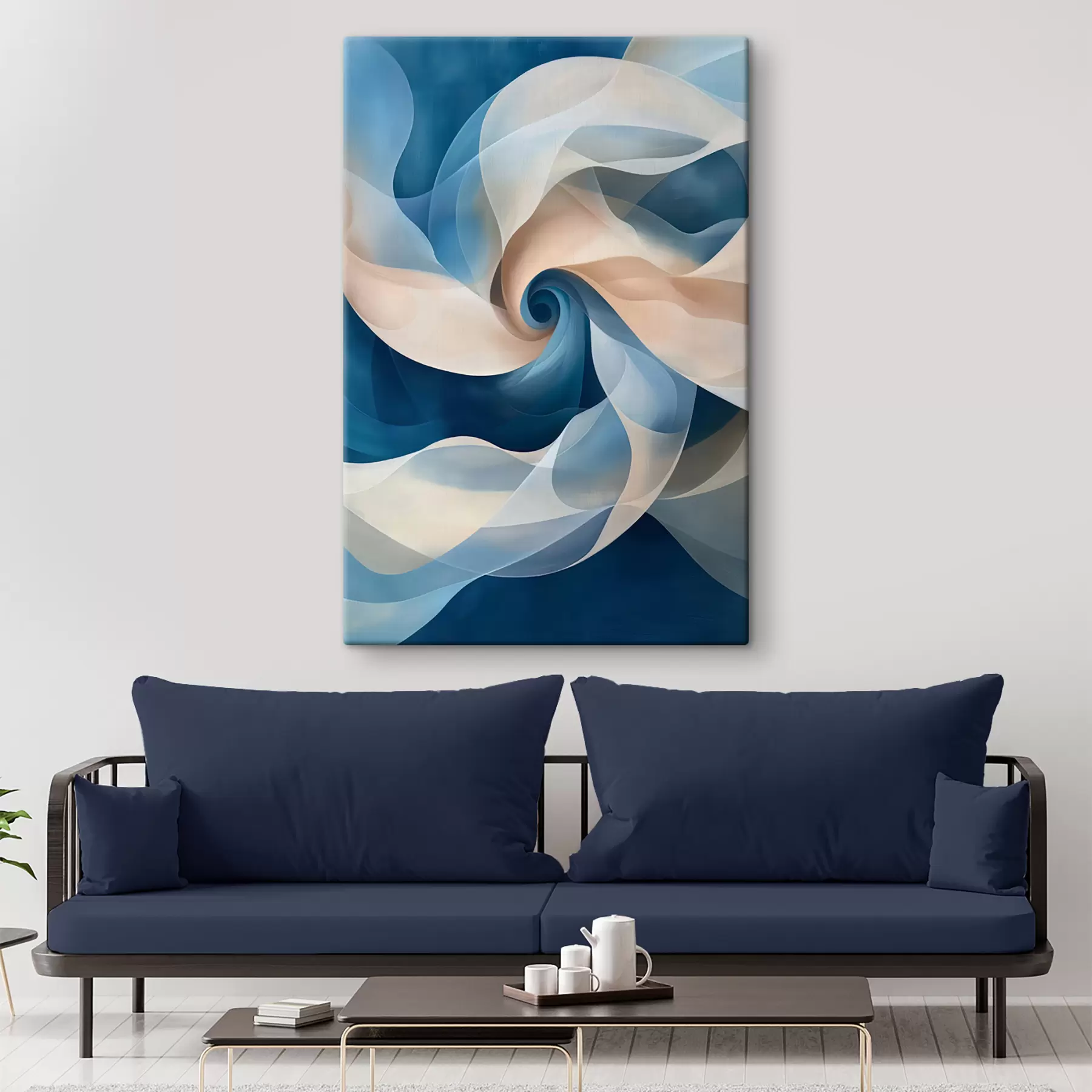 murales de pared vórtice abstracto beige-azul s40249