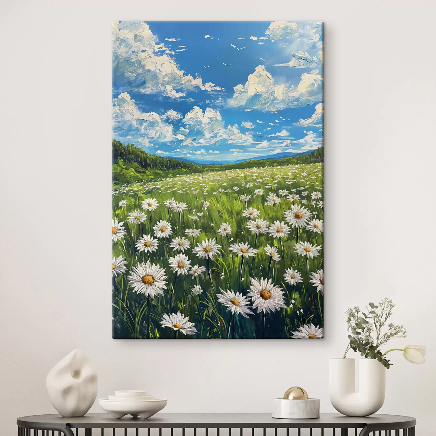 murales de pared paisaje de margaritas en el campo s40255