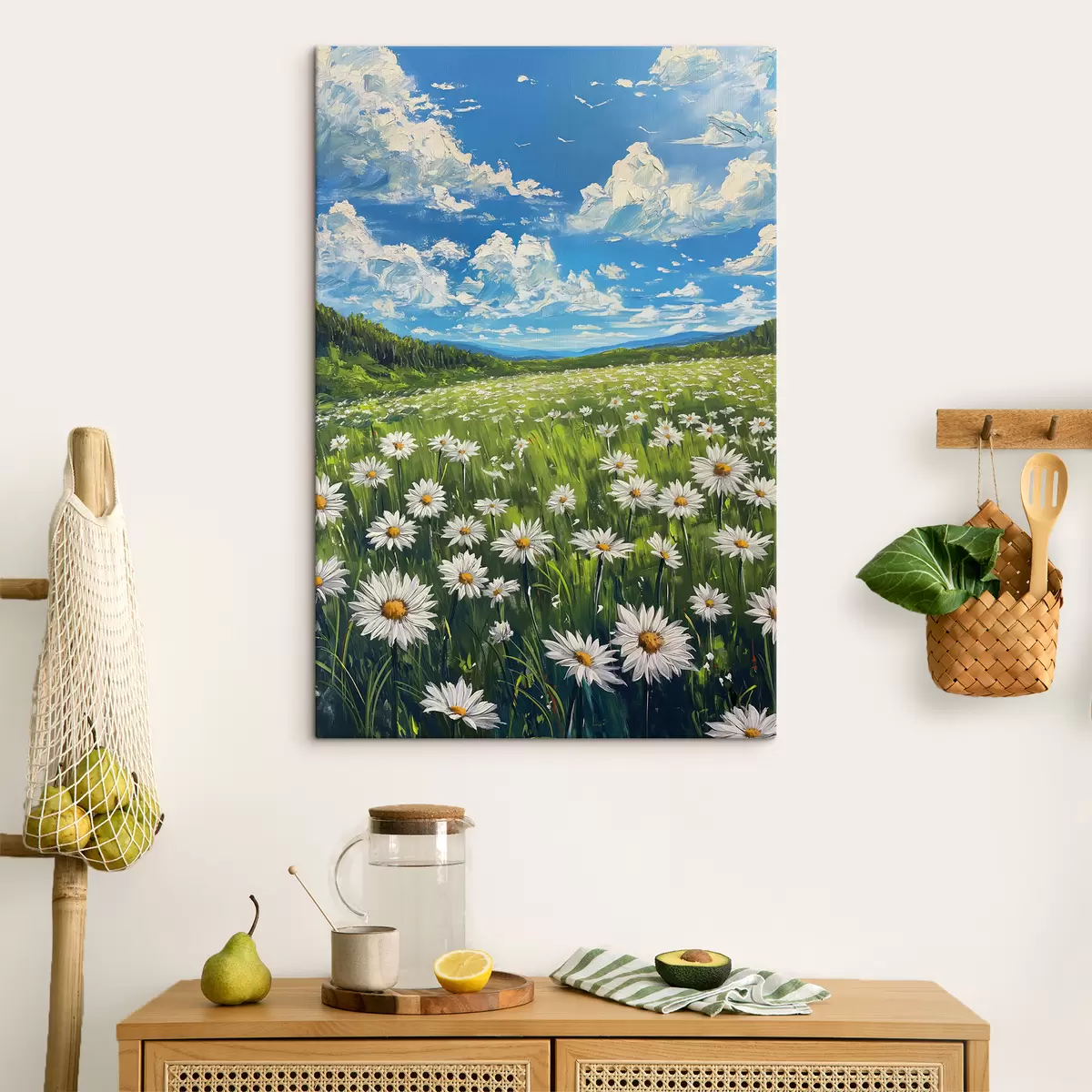 murales de pared paisaje de margaritas en el campo s40255