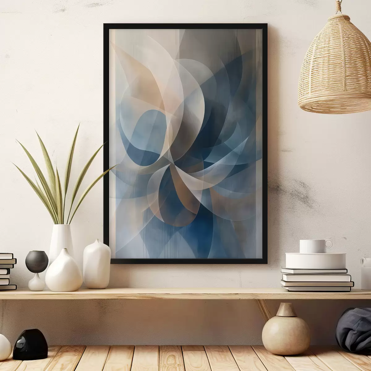 Poster Flor abstracta azul beige f40245