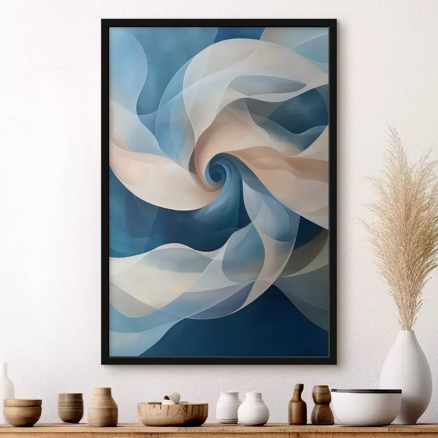 murales de pared vórtice abstracto beige-azul f40249