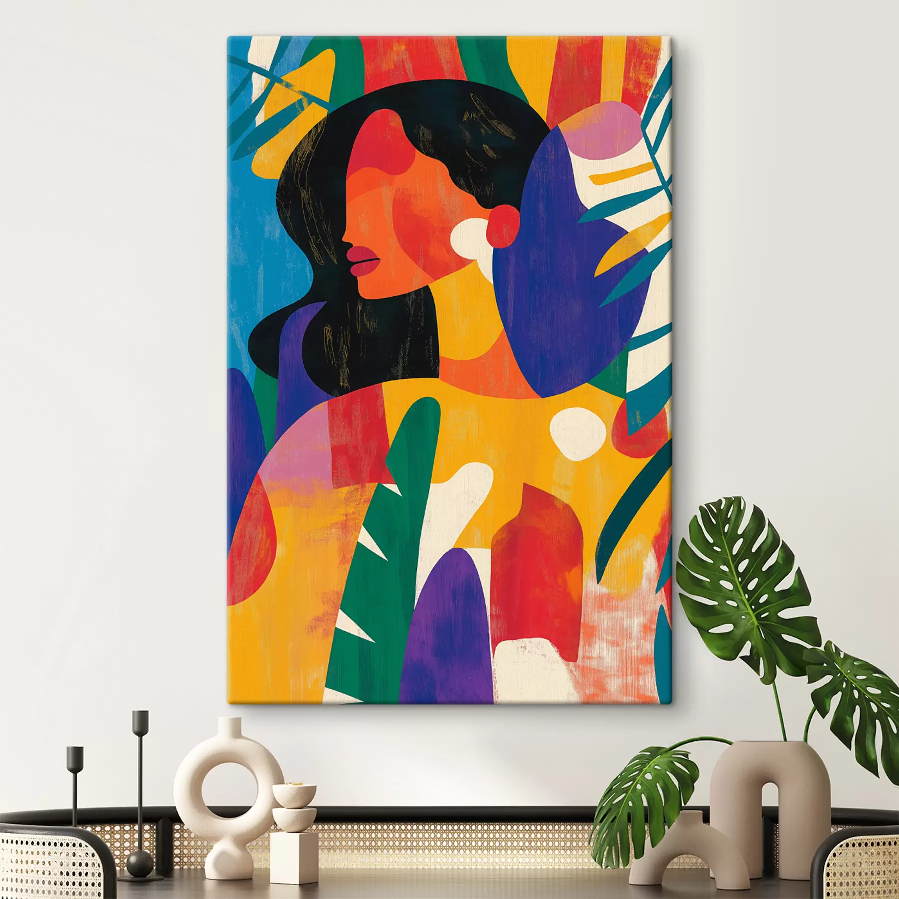murales de pared Chica abstracta multicolor s40275