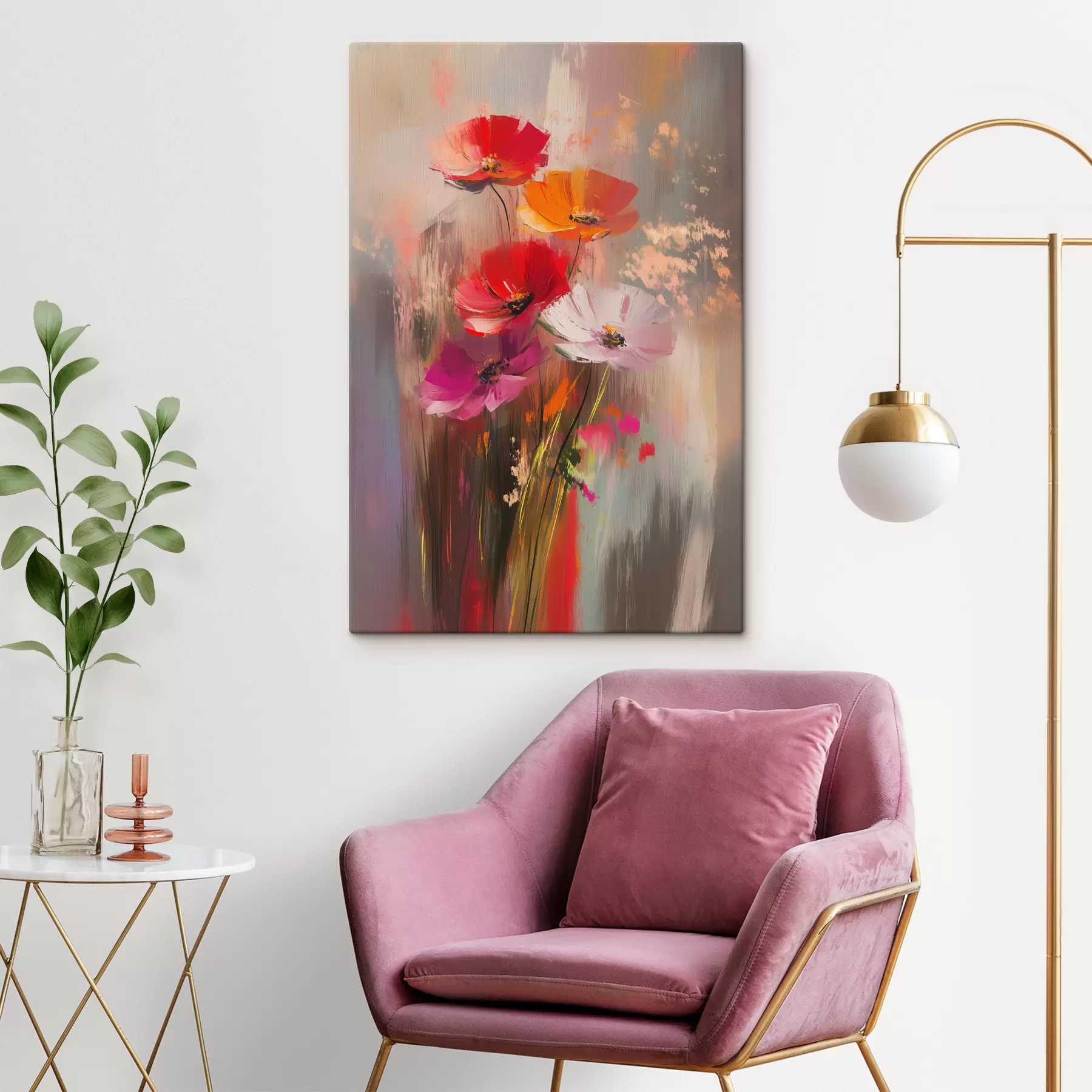 murales de pared Flores abstractas brillantes con pinceladas s40283