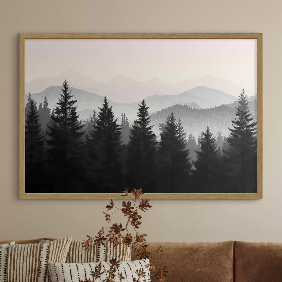Poster Bosque con montañas al fondo f40281