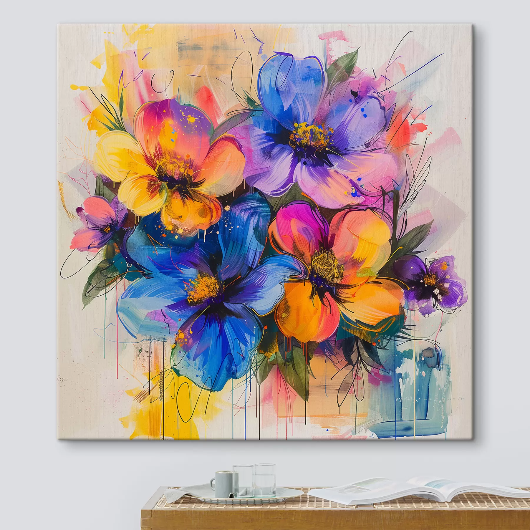 murales de pared Flores sobre un fondo abstracto s40373