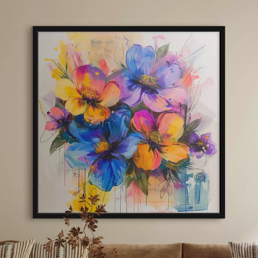 murales de pared Flores sobre un fondo abstracto f40373