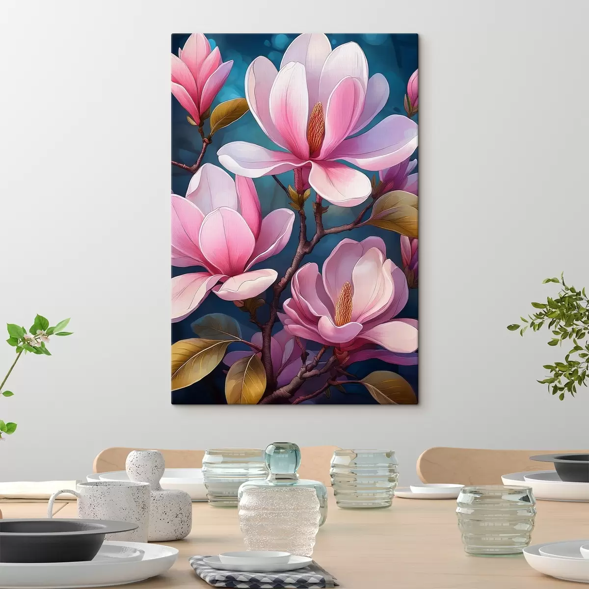 murales de pared flores de magnolia, magnolia rosa, flores grandes s40425