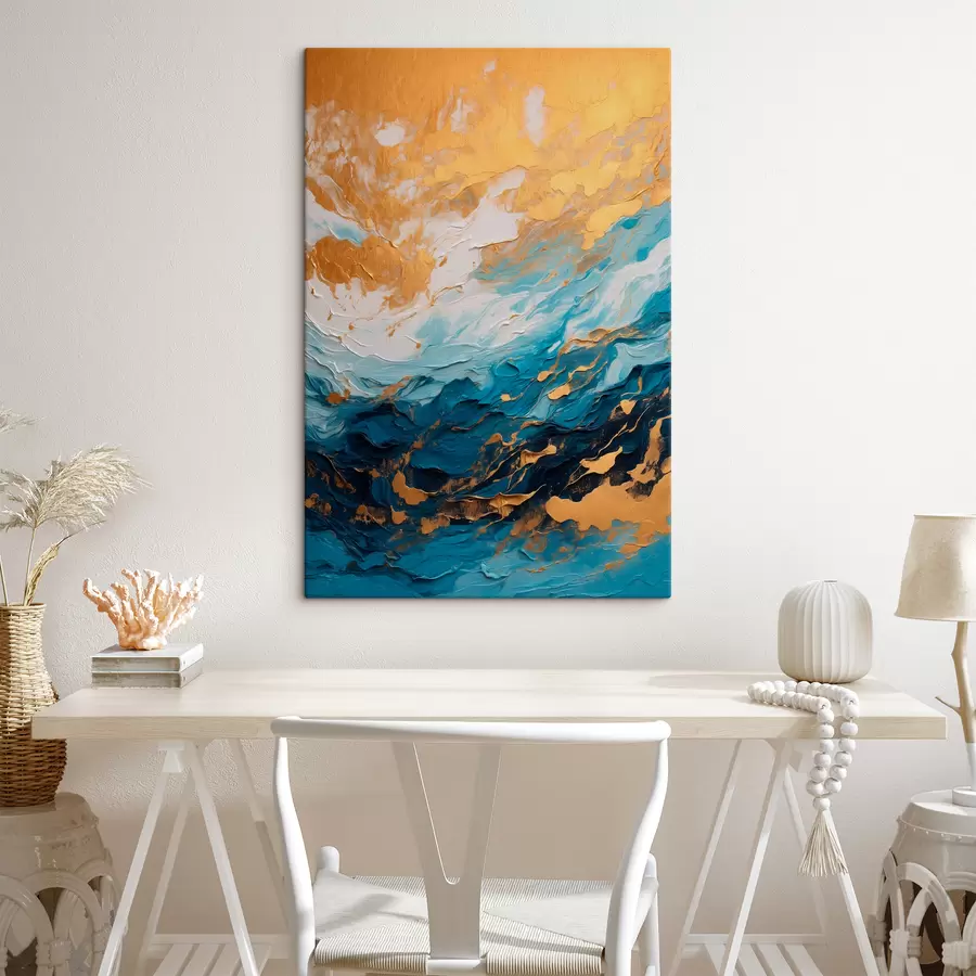 murales de pared Cuadro abstracto con colores azul y blanco. s40328