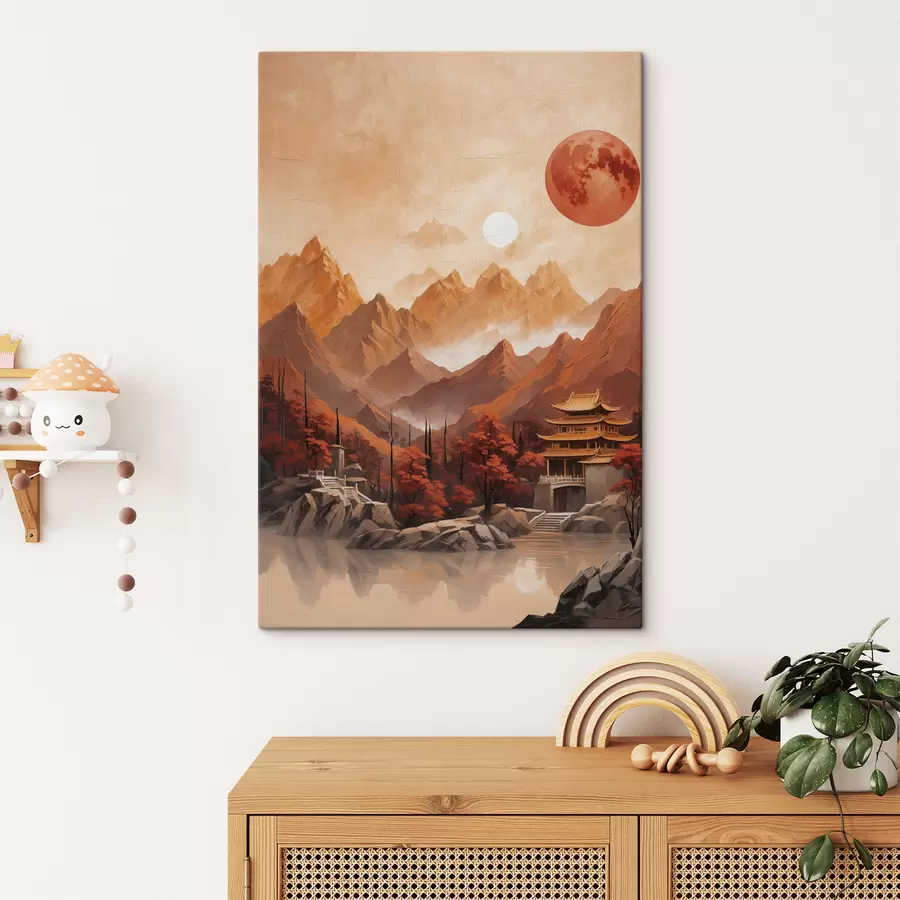 murales de pared Edificio histórico chino en las montañas s40330