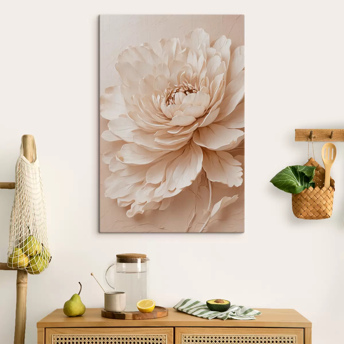 murales de pared Flor beige sobre fondo beige s40331