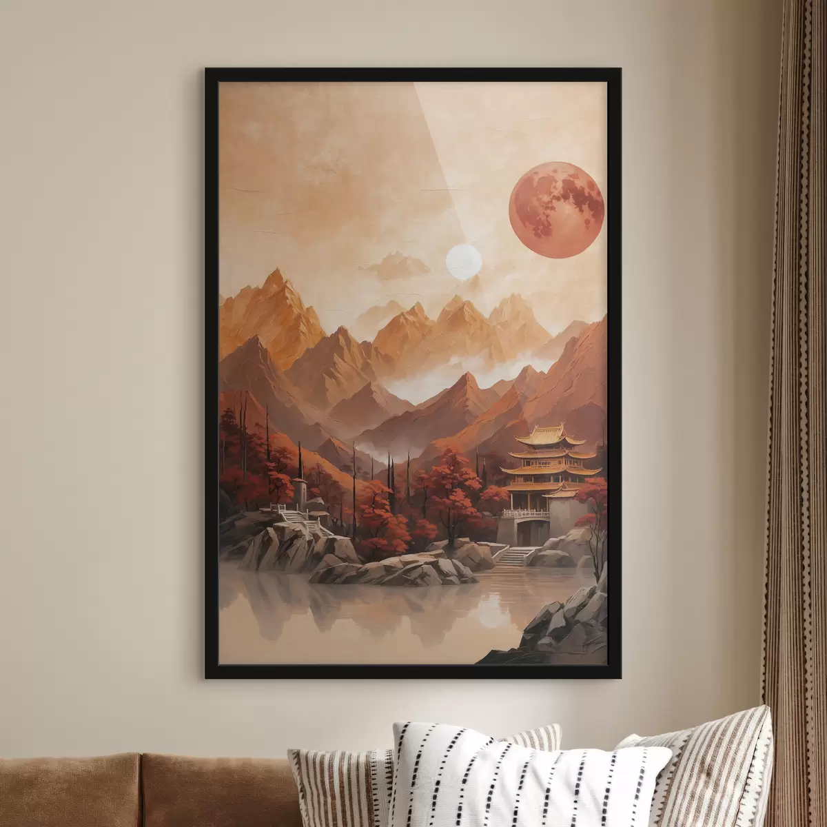 Poster Edificio histórico chino en las montañas f40330