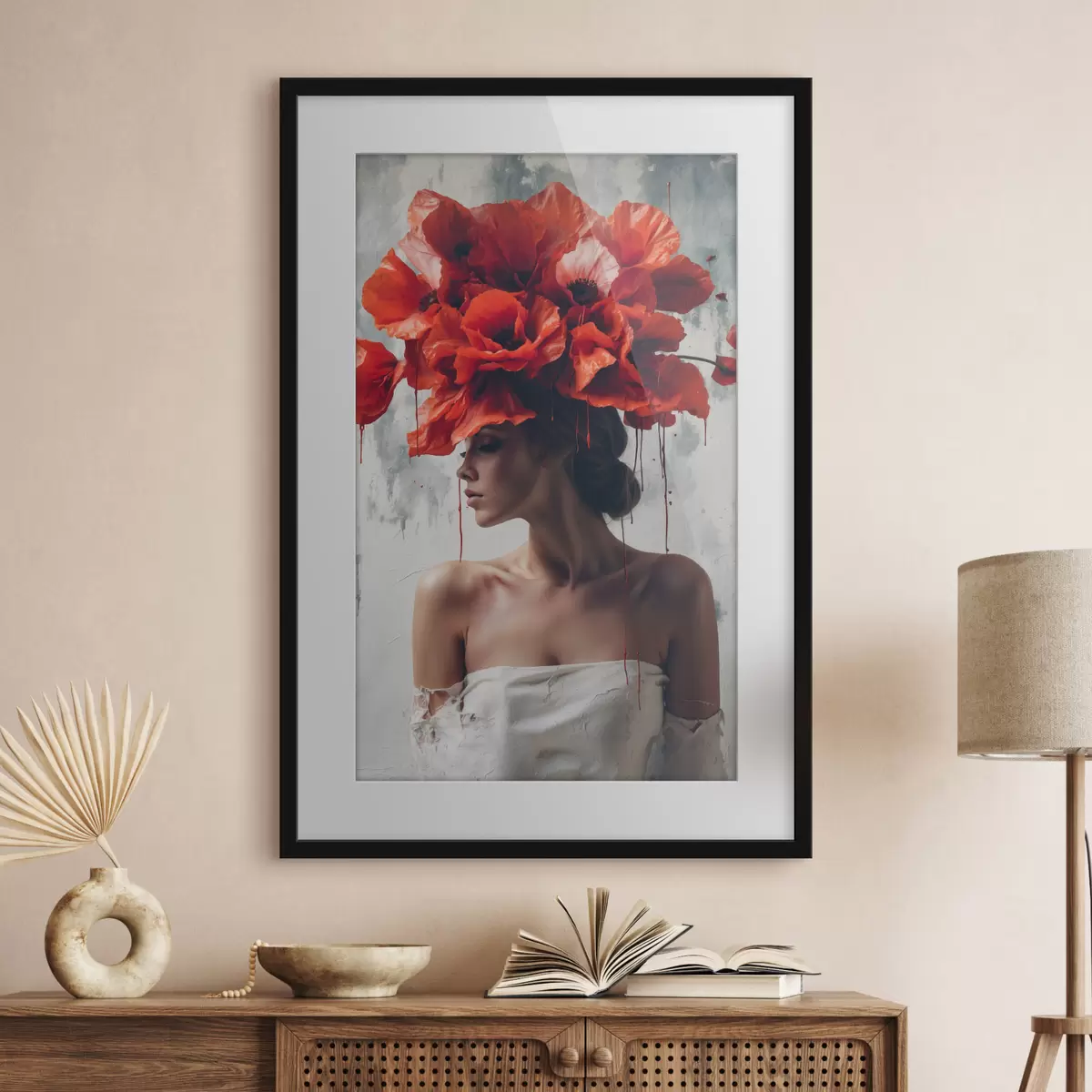 Poster Niña con amapolas en la cabeza f40338