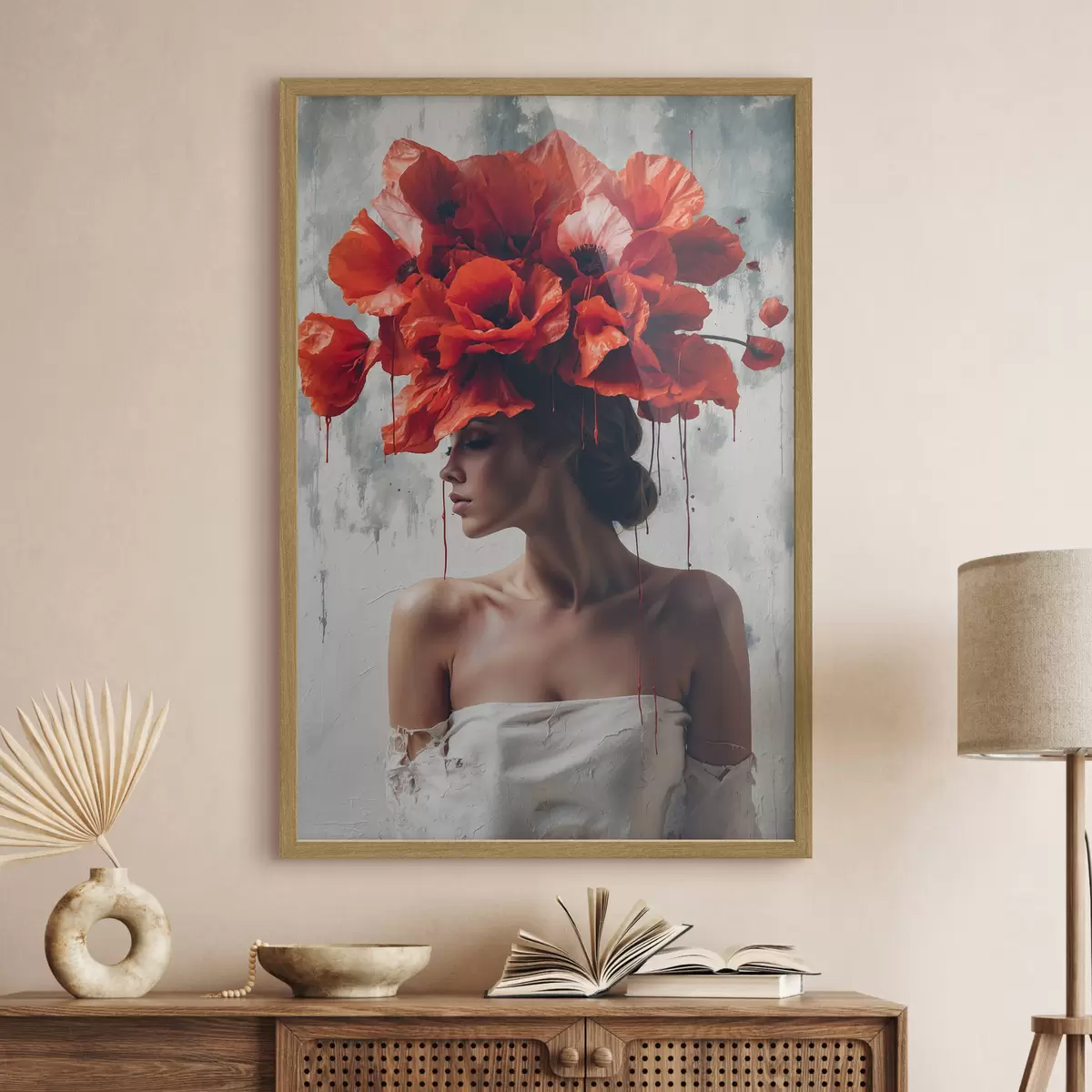 Poster Niña con amapolas en la cabeza f40338