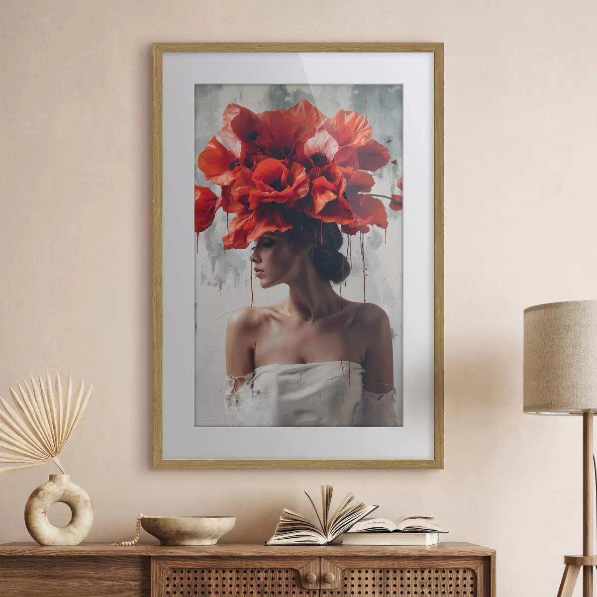 Poster Niña con amapolas en la cabeza f40338