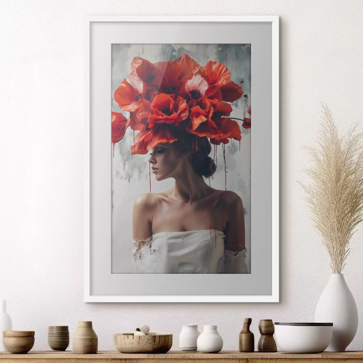 Poster Niña con amapolas en la cabeza f40338