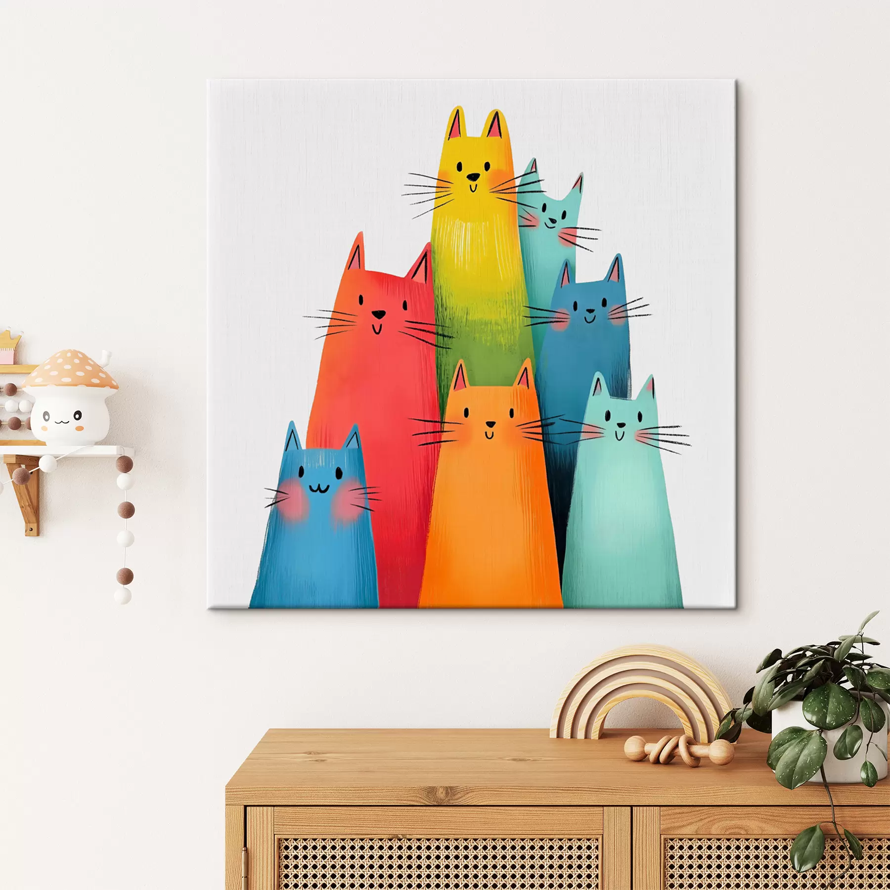 murales de pared Gatos multicolores abstractos s40041