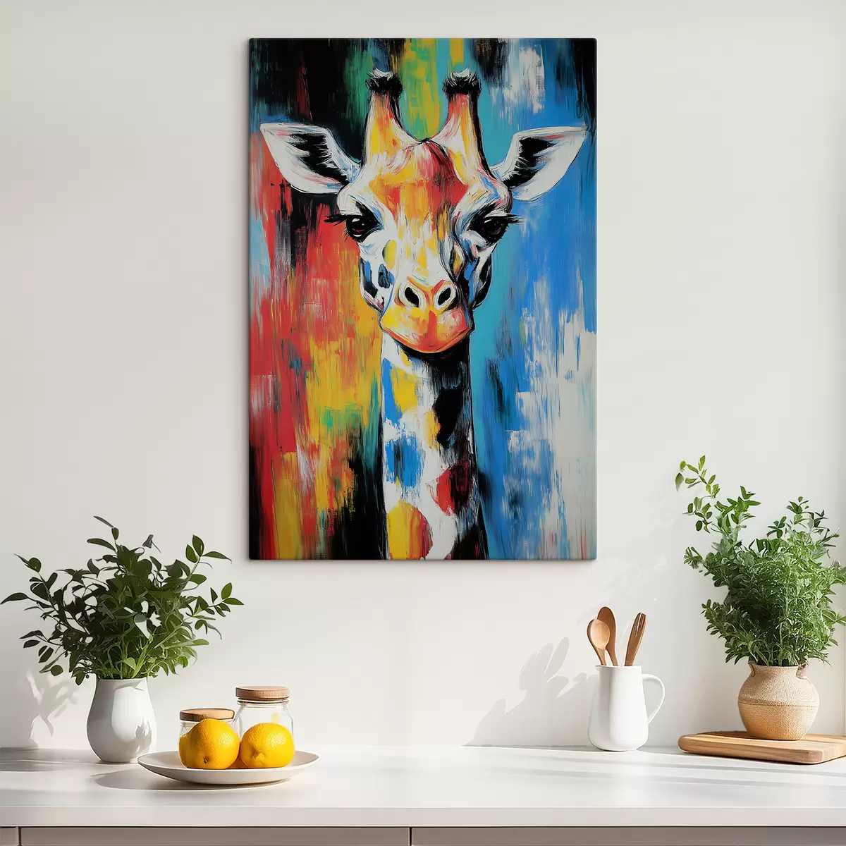 murales de pared Jirafa multicolor s40349