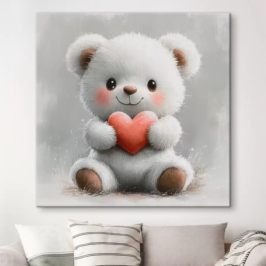 murales de pared Lindo oso con corazón en sus patas s40432