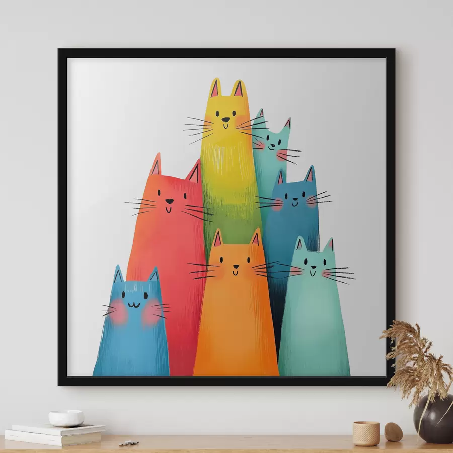 murales de pared Gatos multicolores abstractos f40041