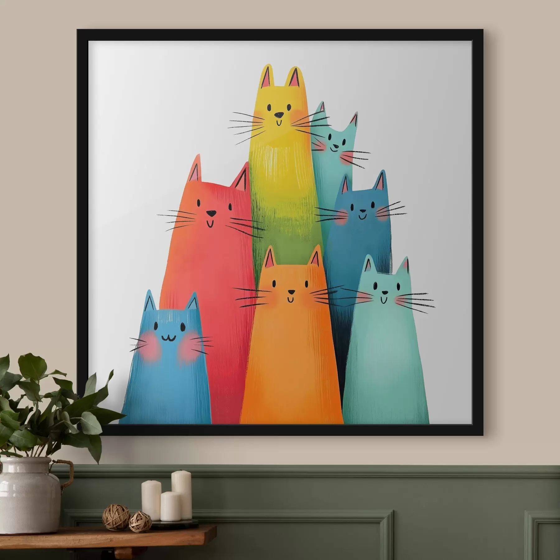 murales de pared Gatos multicolores abstractos f40041