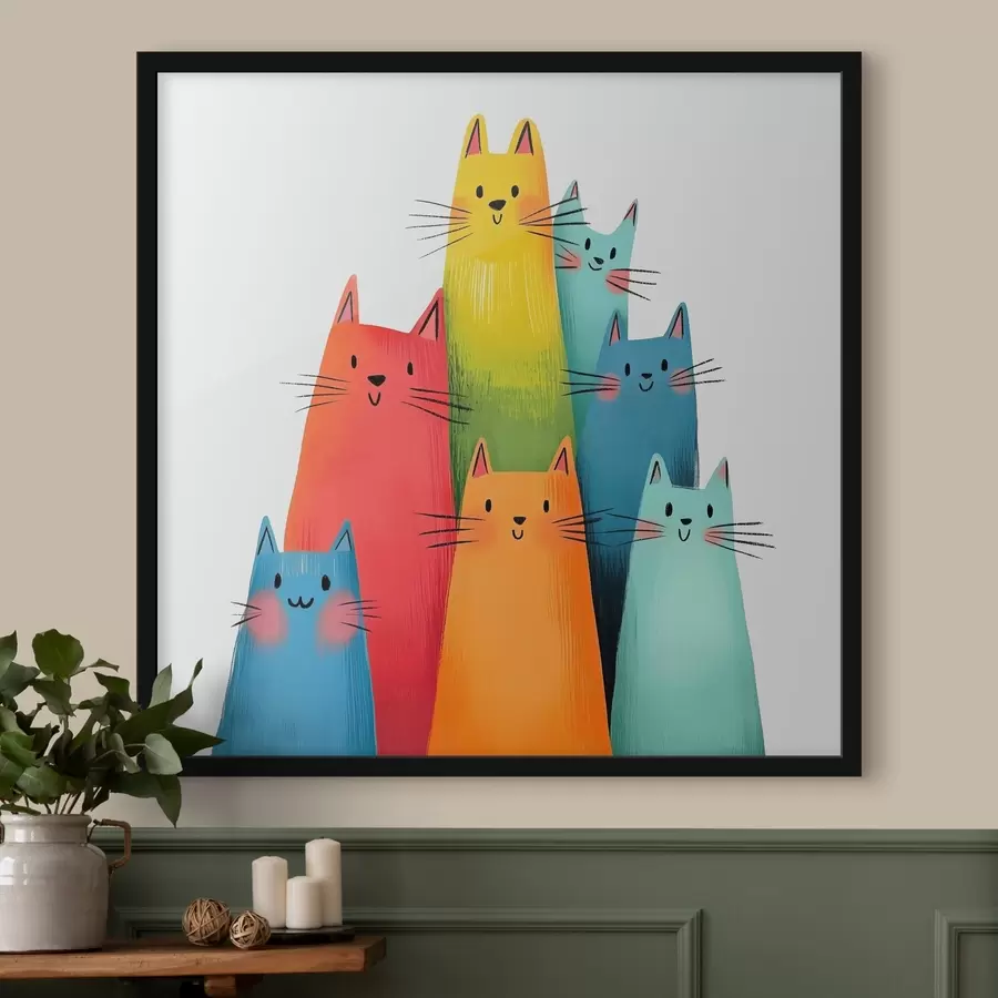 murales de pared Gatos multicolores abstractos f40041