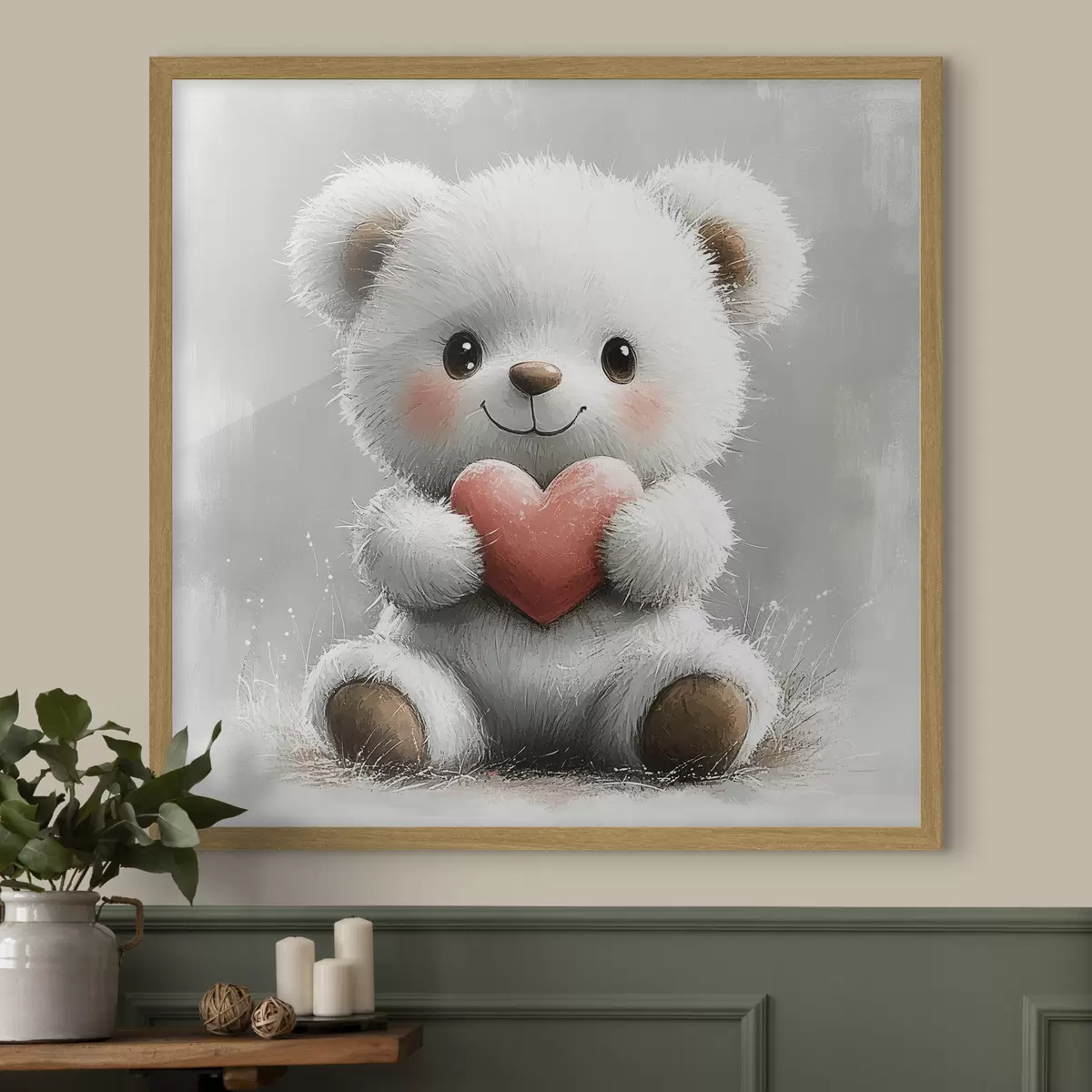 Poster Lindo oso con corazón en sus patas f40432