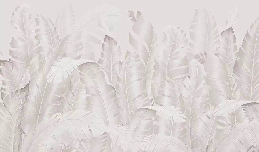 murales de pared Hojas tropicales de color beige pastel de moda w01481