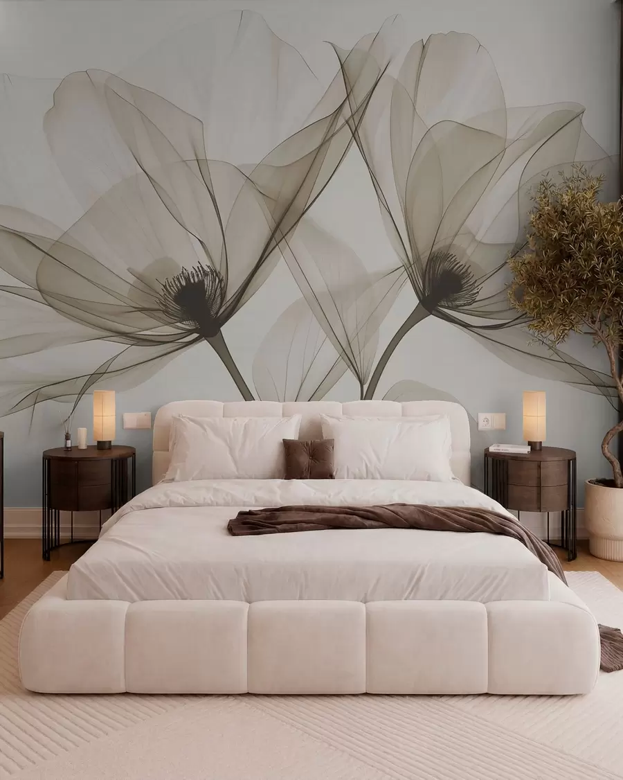 murales de pared Flores azul tinta w01482v1
