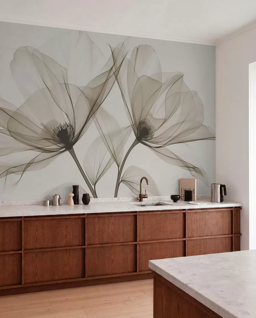 murales de pared Flores azul tinta w01482v1