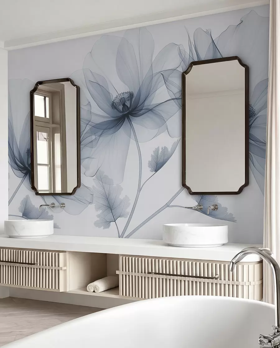 murales de pared Flores azul tinta w01482v1