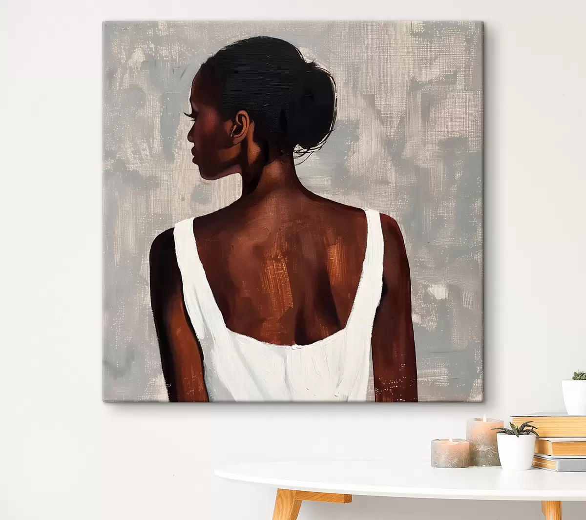 murales de pared Chica con vestido blanco s40440