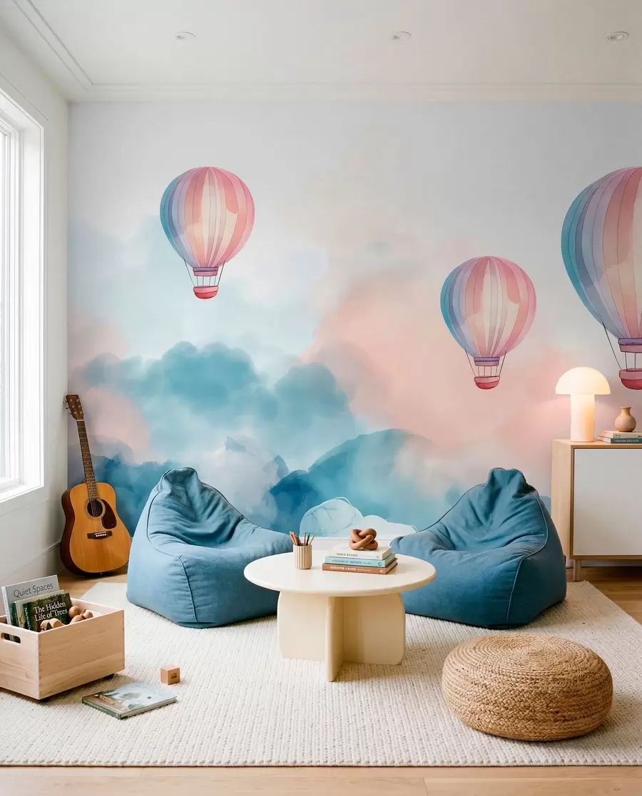 murales de pared Globos de acuarela en las nubes w01011