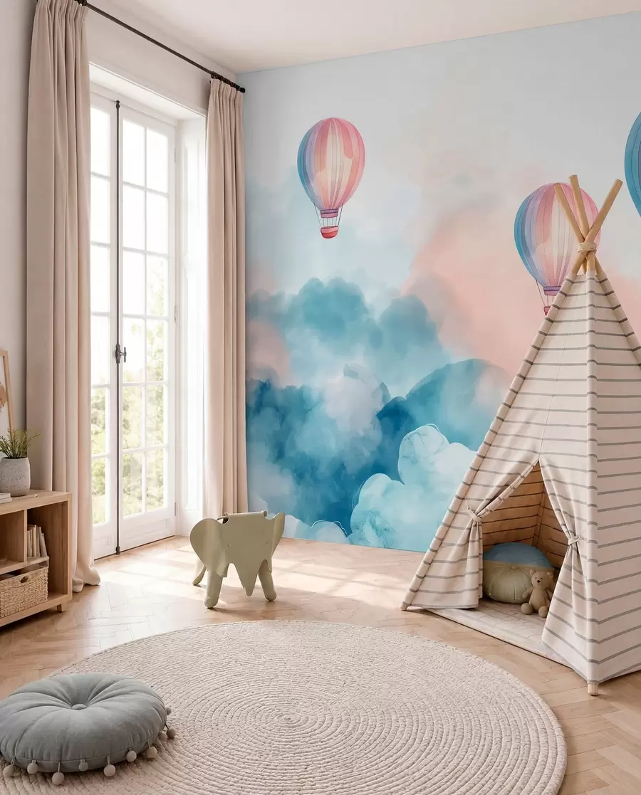 murales de pared Globos de acuarela en las nubes w01011