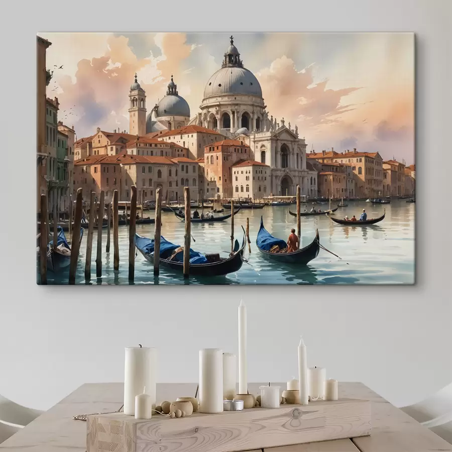 murales de pared Una vista panorámica del Gran Canal de Venecia, Italia, en acuarela s40573