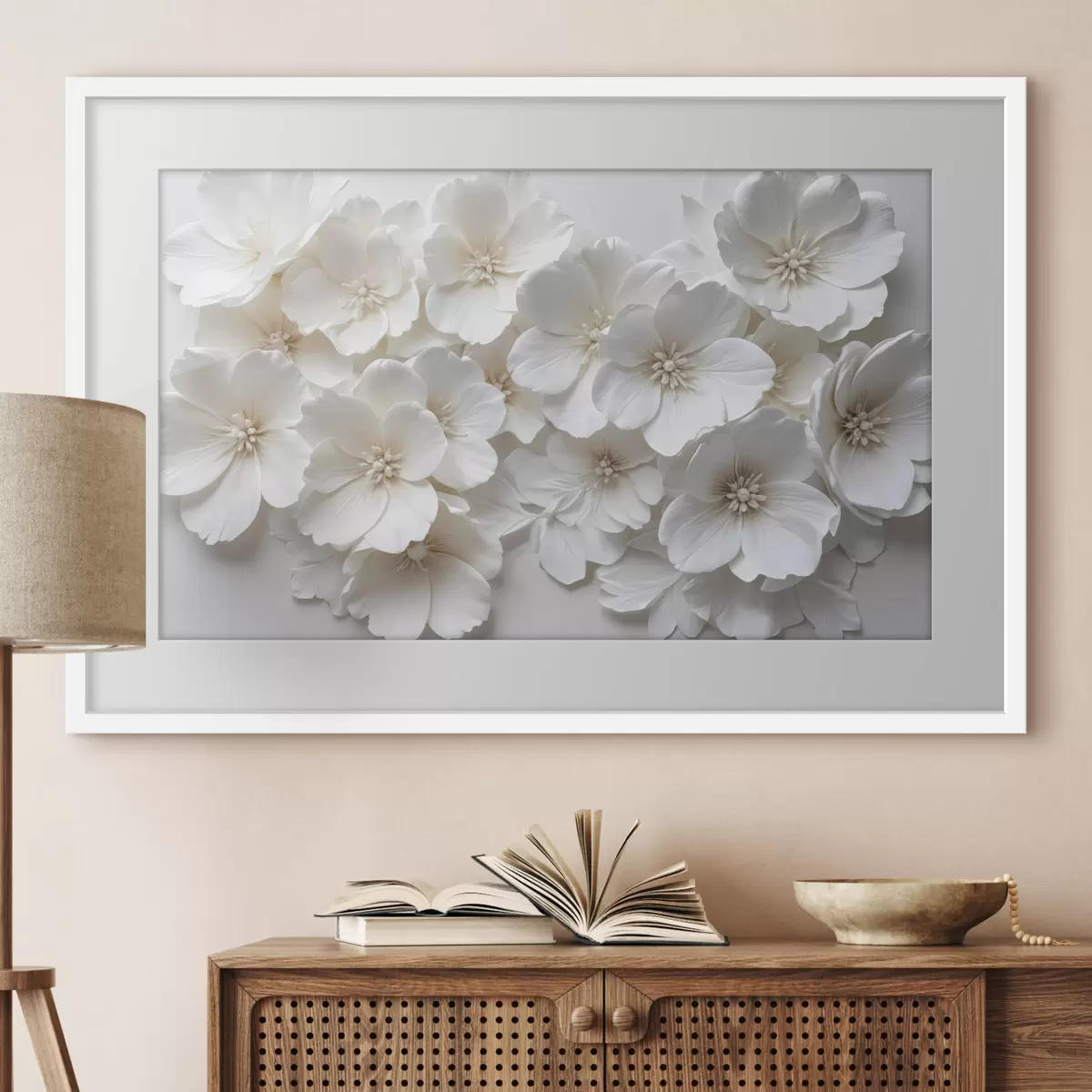 Poster Cascada de flores blancas f40548