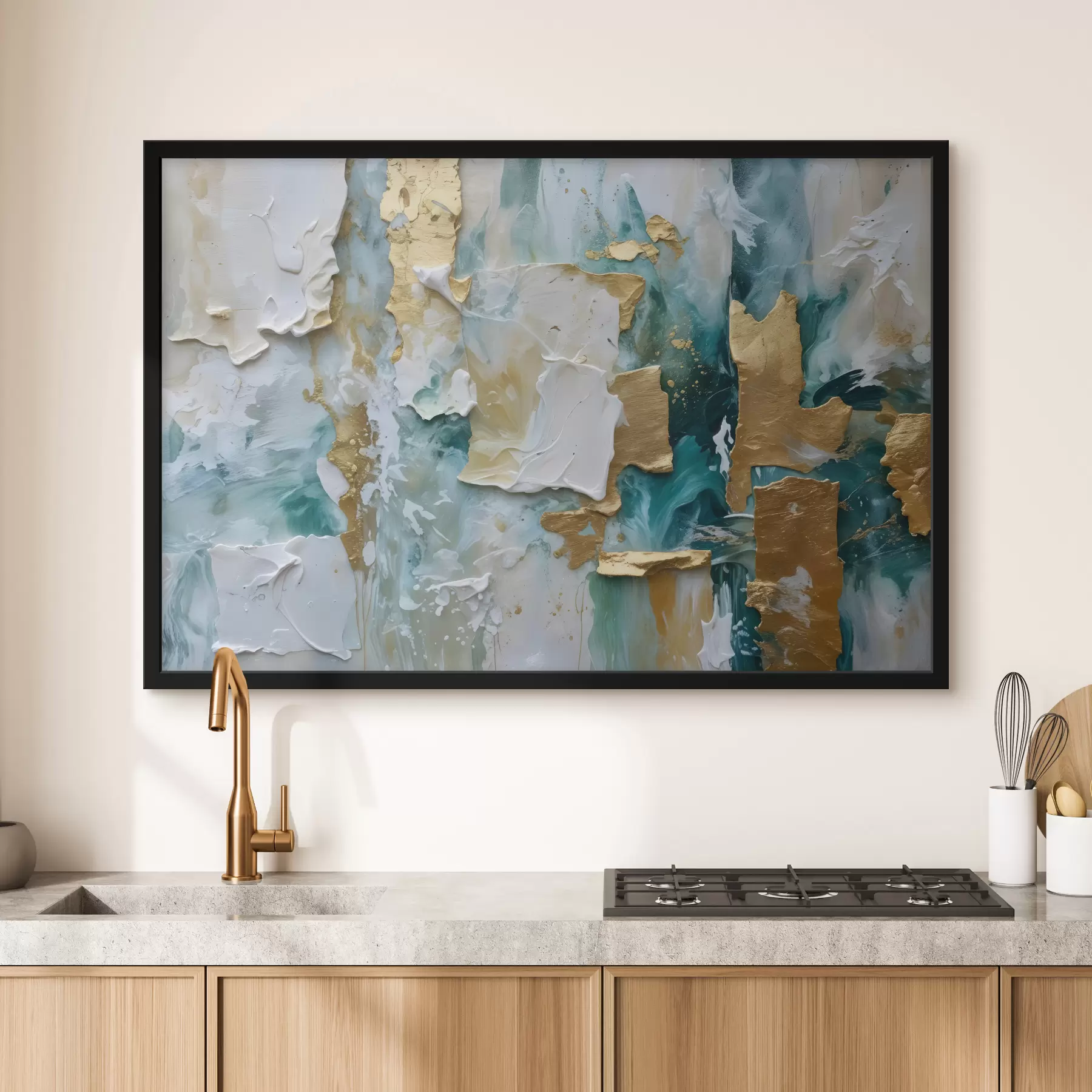 murales de pared Pintura descascarada con capas de colores blanco, azul y amarillo que crean una impresión abstracta y texturizada f40577