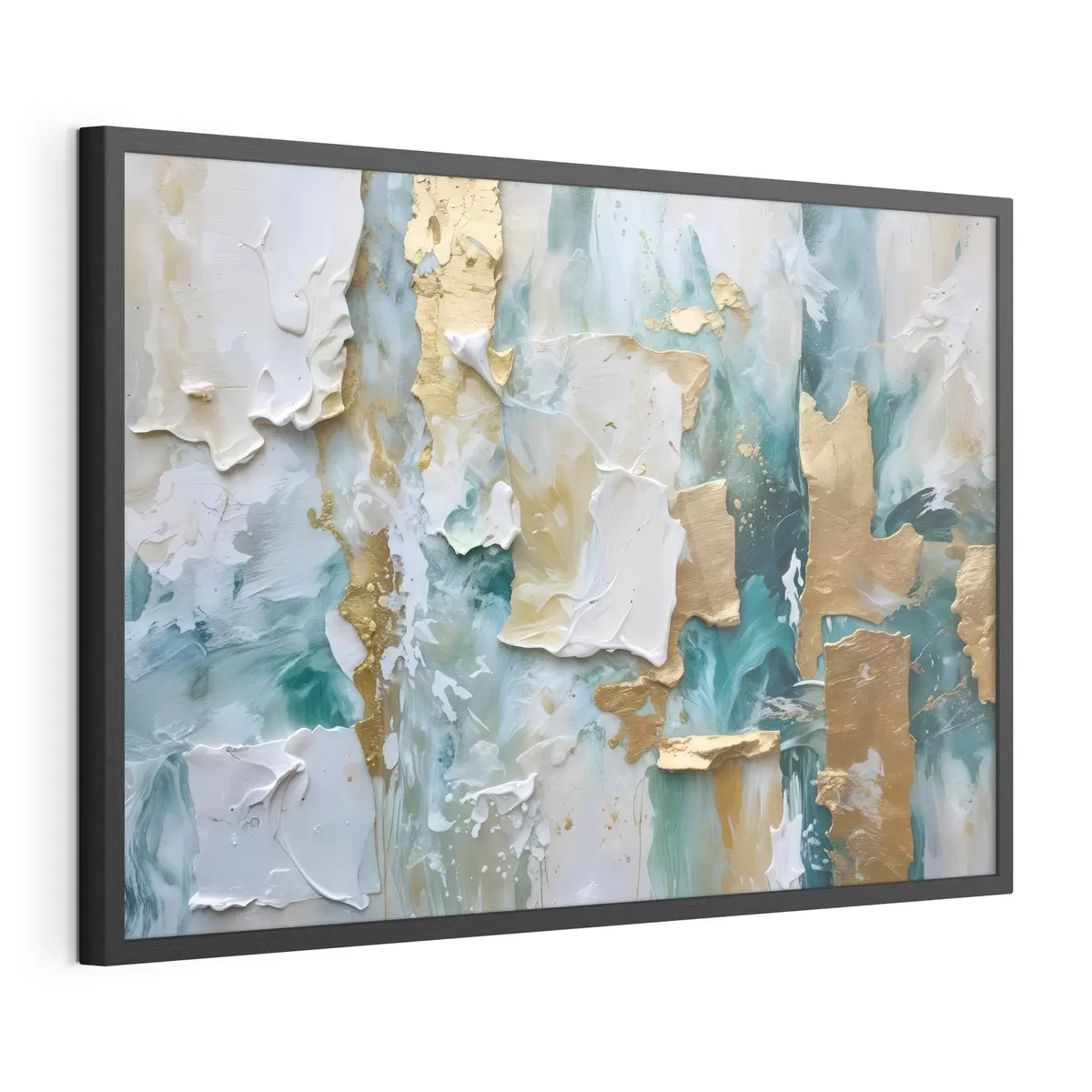 Poster Pintura descascarada con capas de colores blanco, azul y amarillo que crean una impresión abstracta y texturizada f40577