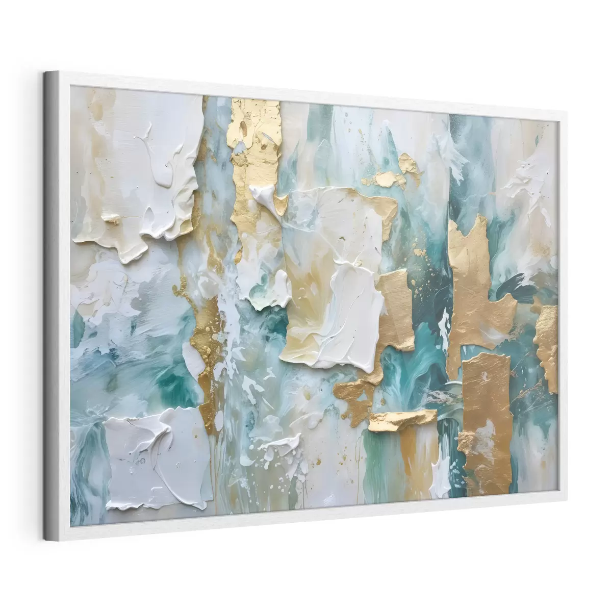 Poster Pintura descascarada con capas de colores blanco, azul y amarillo que crean una impresión abstracta y texturizada f40577