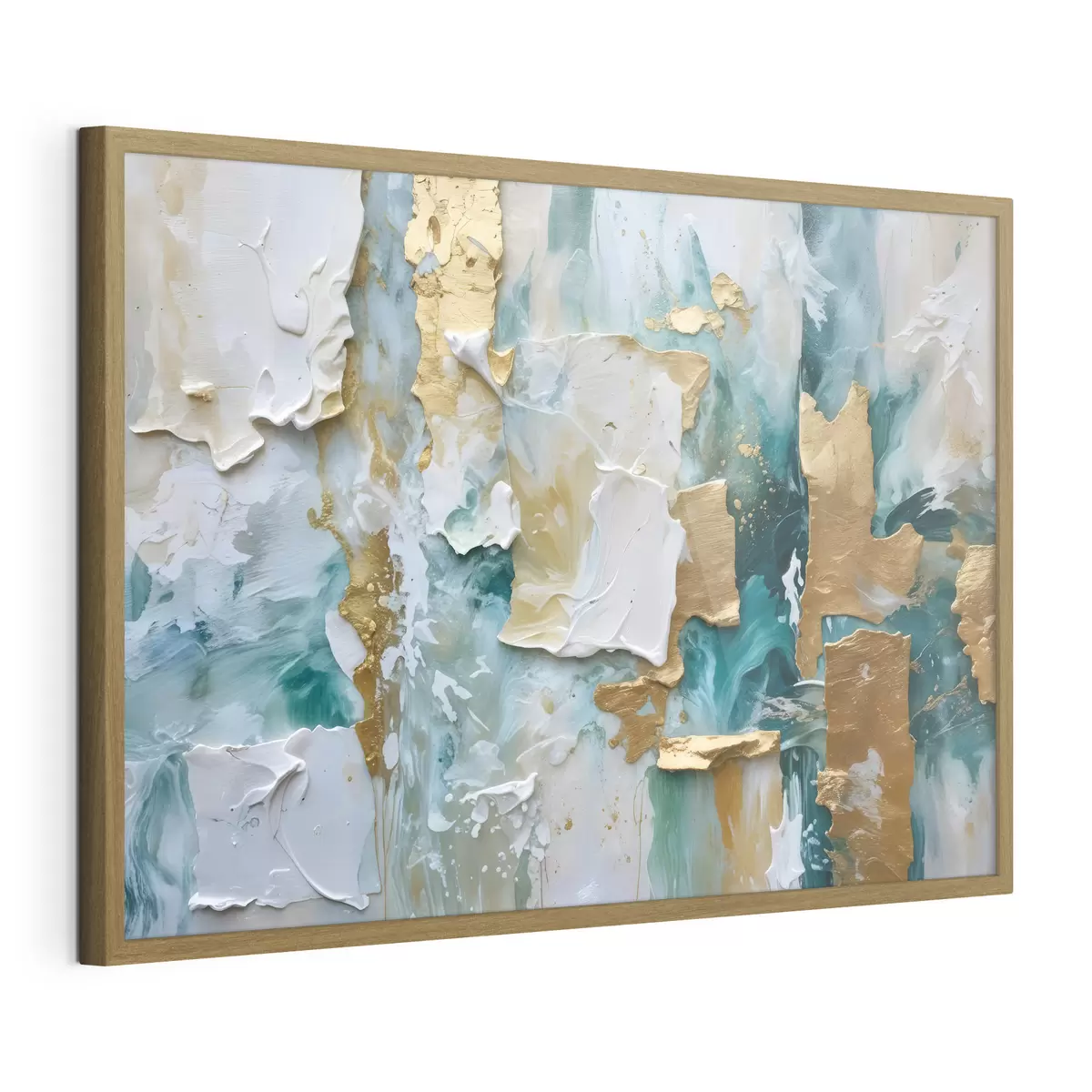 Poster Pintura descascarada con capas de colores blanco, azul y amarillo que crean una impresión abstracta y texturizada f40577