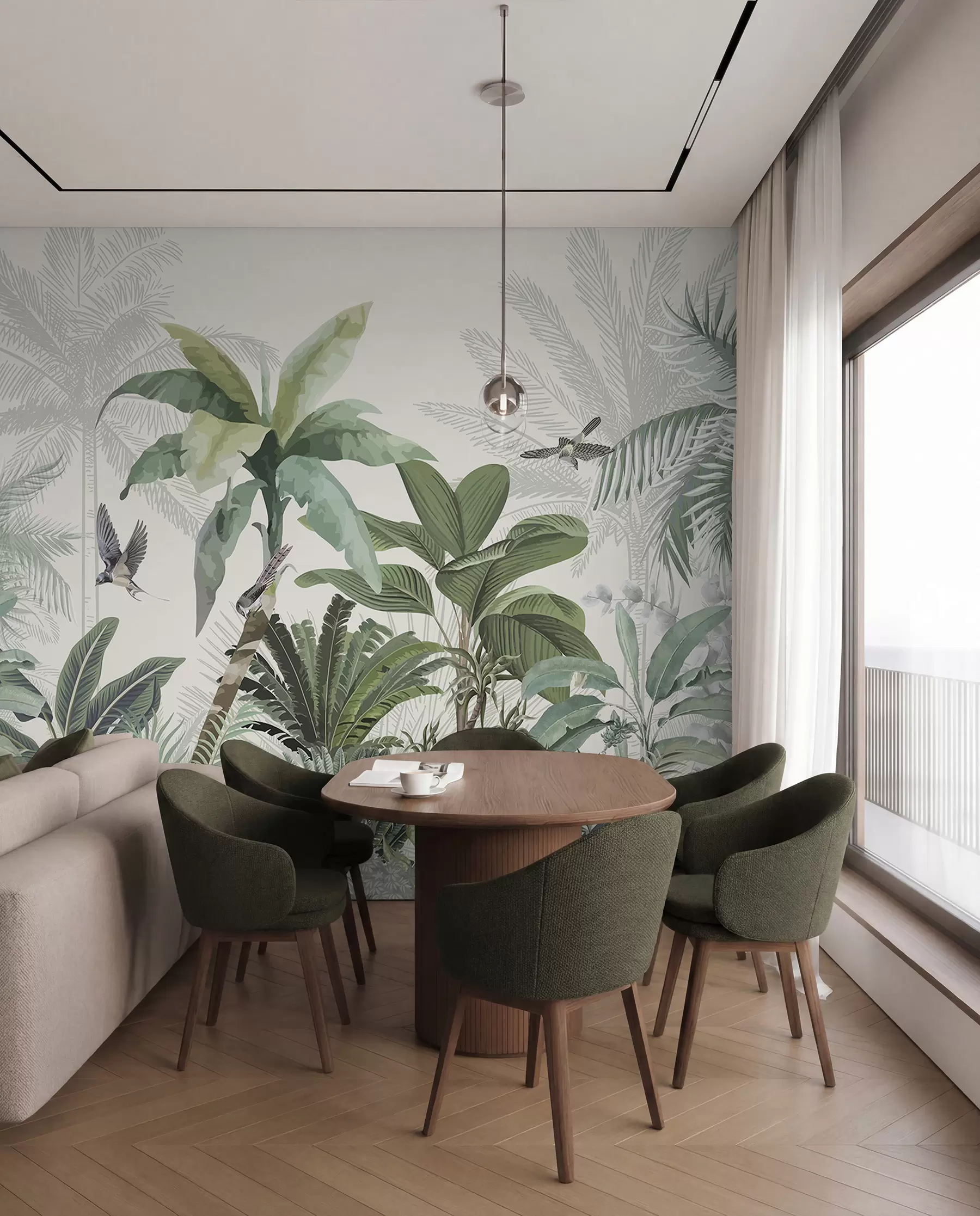 murales de pared Grabados de palmeras claras w08239