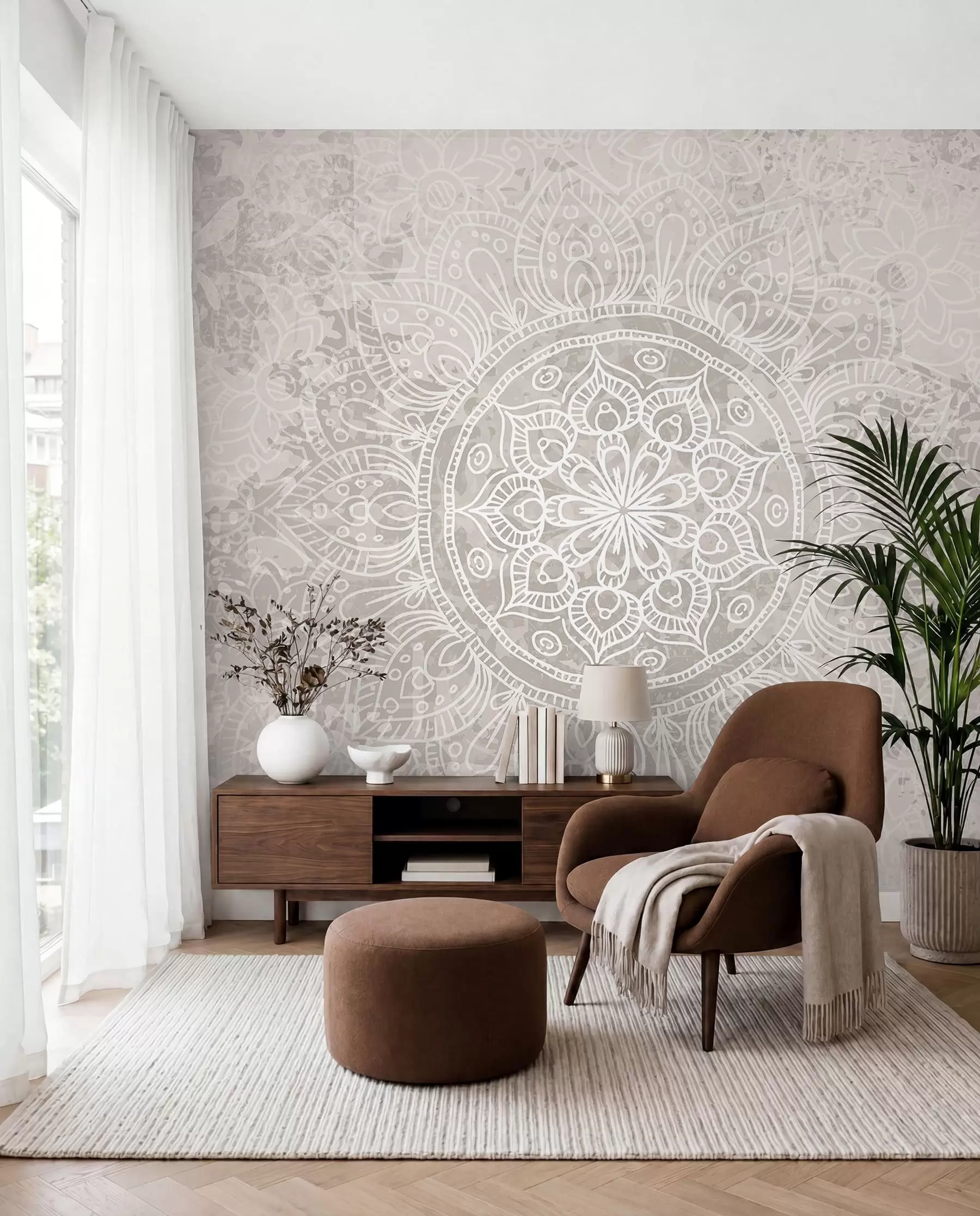 murales de pared Mandala de líneas finas w08246