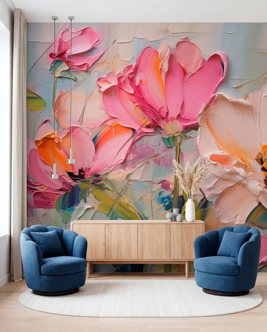 murales de pared Pétalos de rosa intenso w01039