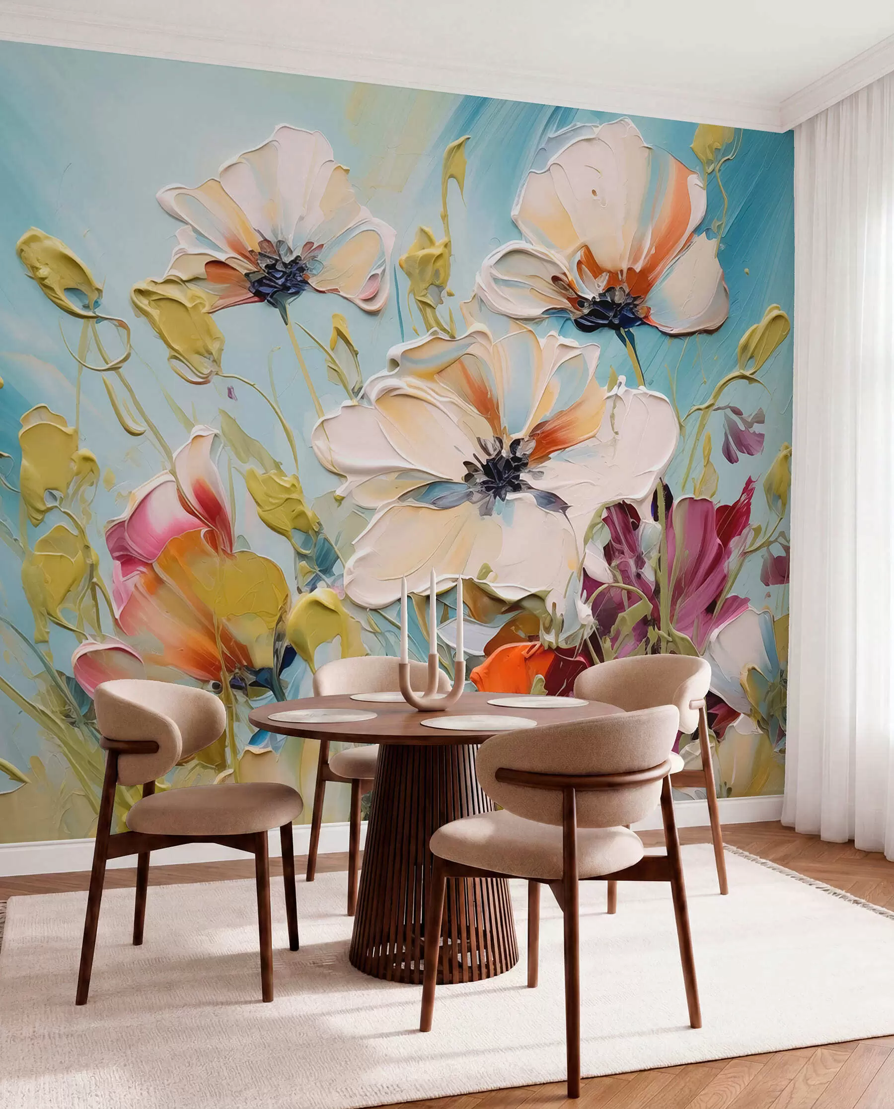 murales de pared Amapolas en trazos de color w01043